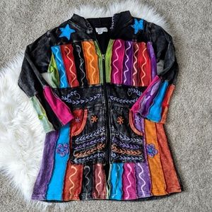 The Collection Royal | patchwork boho zipup hoodie